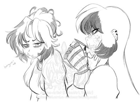 Collage AU of my gal Alice who is just a tired early 20 year old trying to get by in life with insecure issues of how she looks.
